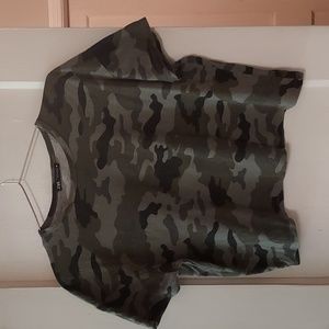 ZARA Camouflage Crop Top T- Shirt Size Small